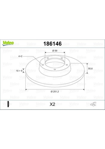 186146 - Arka Fren Dıskı Fıat Bravo Iı 07 Stılo 01 Lınea 07 Alfa Romeo Mıto 08 Lancıa Delta Iı 08 251.5X10X4DL