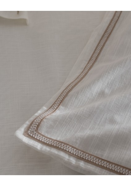 Tina King Size Linen Look Yıkamalı %100 Pamuk Nevresim Takımı - Beyaz/Bej