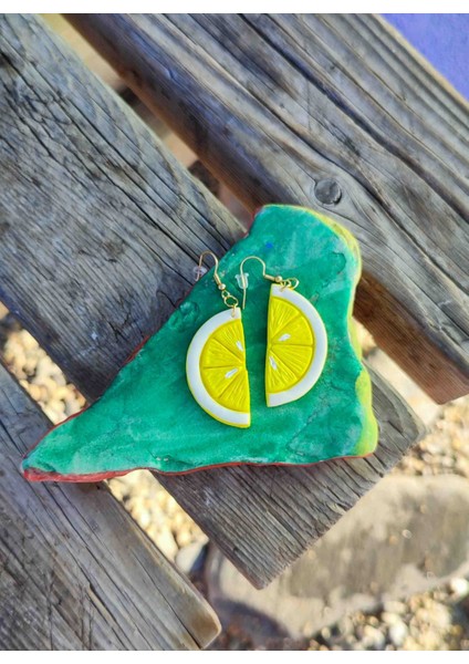 Lemon El Yapımı Sarı Limon Dilimi Özel Tasarım Küpe fiyatları