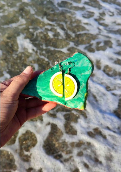 Lemon El Yapımı Sarı Limon Dilimi Özel Tasarım Küpe fırsatları