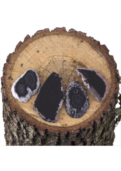 Ds-Derin Plaka Akik Kolye Ucu-Parlak Siyah