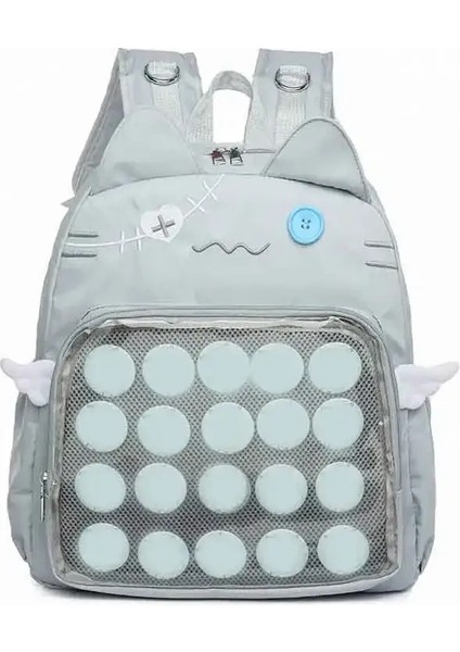 Sevimli Kedi Sırt Çantası Kadınlar Naylon Japon Tarzı Gündelik Moda Şeffaf Ita Çanta Büyük Kapasiteli Kadın Estetik Sırt Çantaları Bolsacolor: Siyah. (Yurt Dışından)