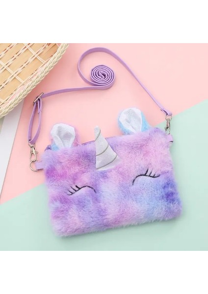 Kawaii Çizgi Film Tek Boynuzlu At Crossbody Çanta Kızlar Için Sevimli Peluş Omuz Çantası Para Çantası Çocuklar Doğum Günü Hediyesi: Mor (Yurt Dışından)