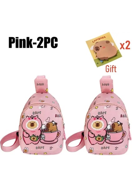 Karikatür Baskı Çocuk Çantaları Moda Erkek Kız Fermuarı Göğüs Çantaları Açık Seyahat Omuz Çantaları Anaokulu Çocuk Çapraz Bags Renk: Pink-2pc/boyut: S (Yurt Dışından)