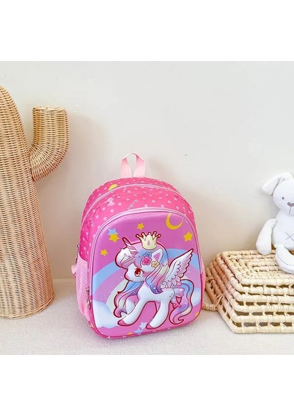 Sert Kabuk Tek Boynuzlu At Okul Çantası Karikatür Animasyon Çocuklar Backpack Anaokulu Erkek ve Kız Bebek Ağırlık Azaltıcı Küçük Sırt Çantası Renk: Pembe (Yurt Dışından)