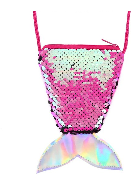 Güzel Parlak Deniz Kızı Kuyruk Pullu Kız Crossbody Çanta Çocuk Para Çantası Kadın Omuz Çantası Zarif Doğum Günü Hediyeleri Renk: 1 Adet Gül (Yurt Dışından)