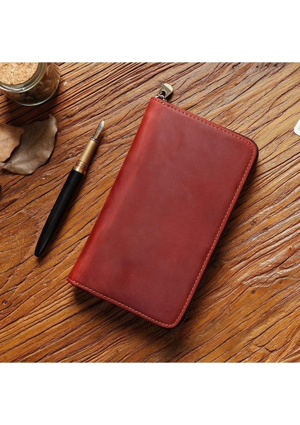 Deri Pencil Kılıfı Fermuar Retro Kalem Çantası Okul Öğrencileri Için Cowhide Men Penem Torbası Kalem Yuvaları Unisex Renk: Kırmızı (Yurt Dışından)