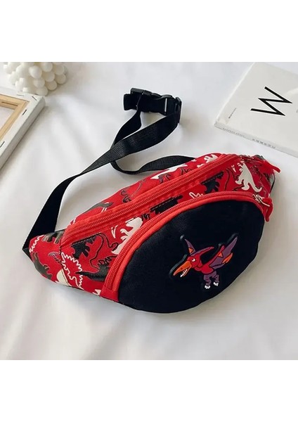 Çocuk Bel Çantaları Karikatür Dinozor Baskı Dış Mekan Seyahat Yüksek Kapasiteli Crossbody Fermuar Çanta Kız Boy Hediye Çocuklar Göğüs Pouch Pack Renk: Ranny Pack Kırmızı (Yurt Dışından)
