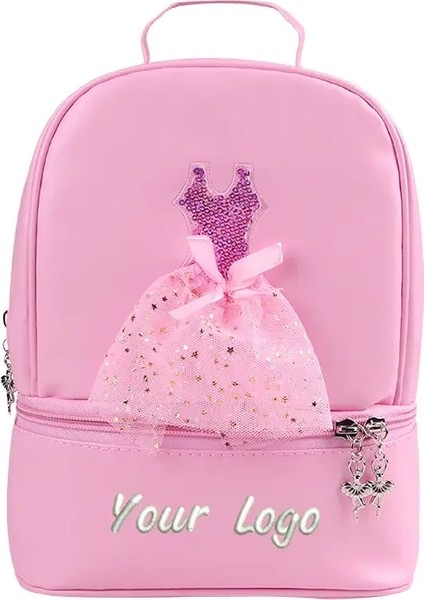 Kişiselleştirilmiş Özel Nakış Adı/logo/metin Çift Katmanlı Su Geçirmez Çocuk Bale Çantası Moda Pembe Kızlar Bale Backpackcolor: Yazı Tipi 2/boyut: 11 Inç (Yurt Dışından)