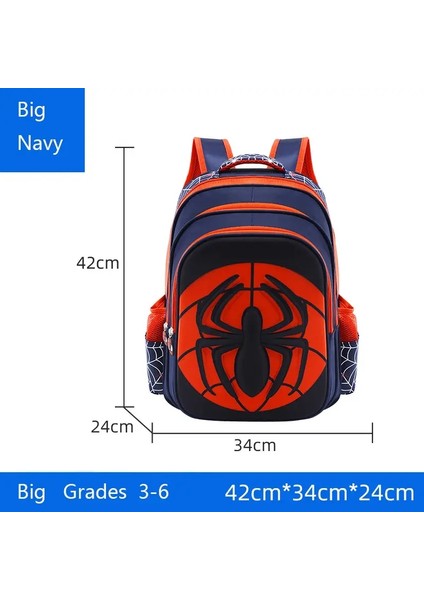 Moda Çocuk Sırt Çantası Çocuklar Erkek Okul Çantası Kırmızı ve Siyah Örümcek Desen Sırt Çantası ile Kalem Kılıfı Seti Çocuk Kız Butik Çanta Renk: Büyük-Navy (Yurt Dışından)