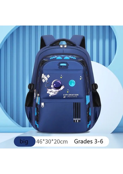 Çocuklar Sırt Çantası Çocuklar Erkekler Için Okul Çantaları Astronot Okulu Sırt Çantası Su Geçirmez Birincil Kitap Çantası Mochila Infantil Renk: Büyük Mavi (Yurt Dışından)