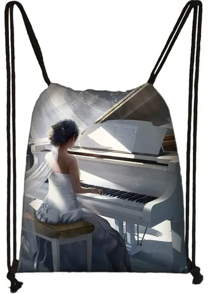 Piyano / Gitar Sırt Çantası Müzikal Notalar Çizmek Çantası Kadın Seyahat Çantası Genç Kızlar Depolama Çantası Çocuk Kitap Çantası Renk: SKDPIANO06 (Yurt Dışından)