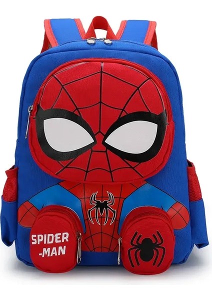 Karikatür 3D Örümcek Adam Öğrenci Backpack Anaokulu Erkek ve Kızlar Hafif Küçük Sırt Çantası: Koyu Mavi (Yurt Dışından)