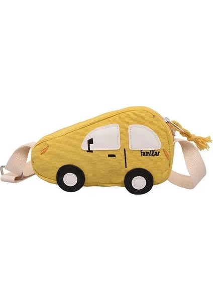 Sevimli Çocuklar Pamuk Küçük Çanta Omuz Çantası Sevimli Komik Kişilik Araba Kızı Öğrenci Messenger Çanta Renk: Sarı (Yurt Dışından)
