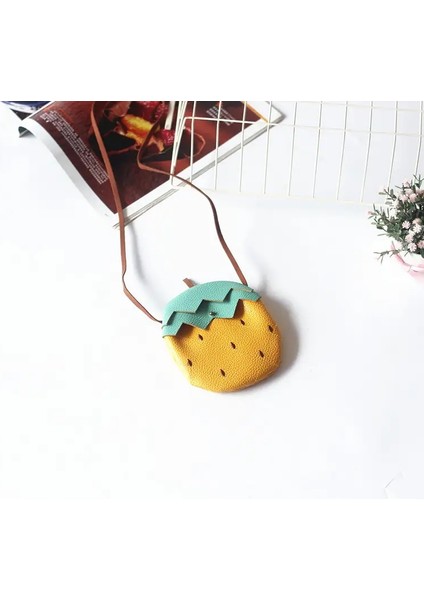 2024 Yeni Kız Eşleme Çanta Çocukları Sevimli Balkabağı Meyve Desen Çocuk Çantası Çocuklar Sevimli Tek Omuz Crossbody Bag Renk: Ananas (Yurt Dışından)