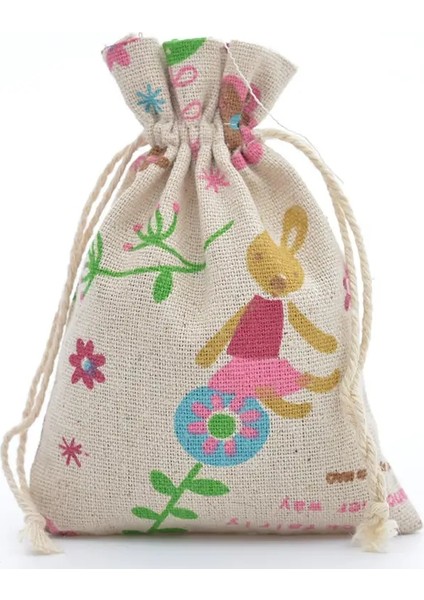 20PCS 10X14CM Karikatür Baskı Çok Renkli Doğal Çuval Bezi Hediye Şeker Çantaları Düğün Partisi Iyilik Torbası Jüt Hediye Çantaları Tedarik Renk: Tavşan/hediye Çantası Boyutu: 10X14CM (Yurt Dışından)