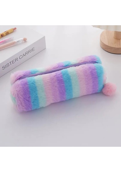 Gökkuşağı Kalem Kılıfı Peluş Estuches Escolares Kalem Gradyan Renk Büyük Kapasiteli Kalemlik Okul Malzemeleri Kalem Çantası Rengi: 3 (Yurt Dışından)