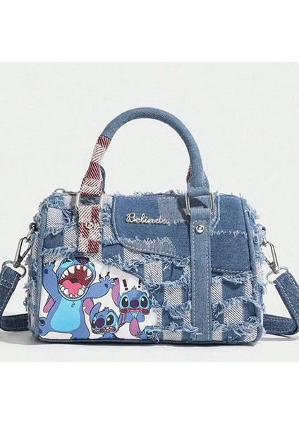 Döşeme Karikatür Dikişli Denim Omuz Çantası Delik Dikişli Çapraz Çanta Taşınabilir Yastık Çanta Gündelik Moda Crossbody Bagcolor: A (Yurt Dışından)