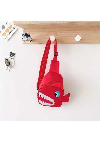 Karikatür Köpekbalığı Deseni Çocuk Su Geçirmez Naylon Crossbody Göğüs Çantası Karikatür Köpekbalığı Bel Çanta Çocuklar Için Erkek Kızlar Renk: Kırmızı (Yurt Dışından)