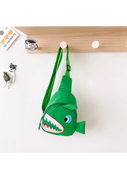 Karikatür Köpekbalığı Desen Çocuk Su Geçirmez Naylon Crossbody Göğüs Çanta Karikatür Köpekbalığı Bel Çanta Çocuklar Için Erkek Kızlar Renk: Yeşil (Yurt Dışından)