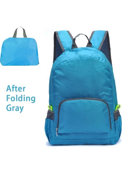 Büyük Kapasiteli Dış Mekan Katlanabilir Taşınabilir Erkek ve Kadın Sırt Çantası Su Geçirmez Çanta Gündelik Sırt Çantası Renk: Sırt Çantası Mavisi (Yurt Dışından)