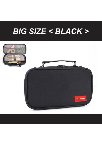 Dıart 1 Adet Büyük Kapasiteli Fermuar Kalem Kasası Çok Işlevli Çift Katmanlı Kalem Depolama Çanta Kırtasiye Okul Kalem Kılıfı Renk: Büyük Siyah (Yurt Dışından)