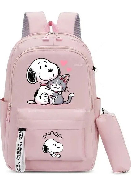 2 Adet Sırt Çantaları Set Sıcak Snoopy Öğrenci Okul Çantası Kalem Çanta Kız Çocuk Okula Geri Hediye Eğlence Mochila Gençler Seyahat Çantaları Renk: SNB-1015S SDZ-106 (Yurt Dışından)
