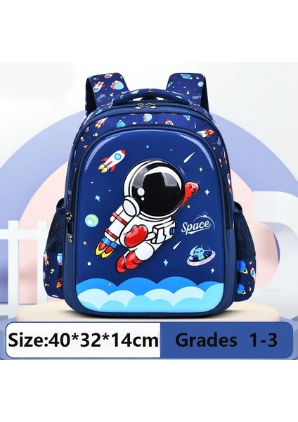 Çocukların Omuz Çantası Karikatür 3D Stereoskopik Astronot Schoolbag Su Geçirmez Çocuk Sırt Çantası Küçük Çocuk Rüya Ilköğretim Okul Kilosu: Mavi (Yurt Dışından)