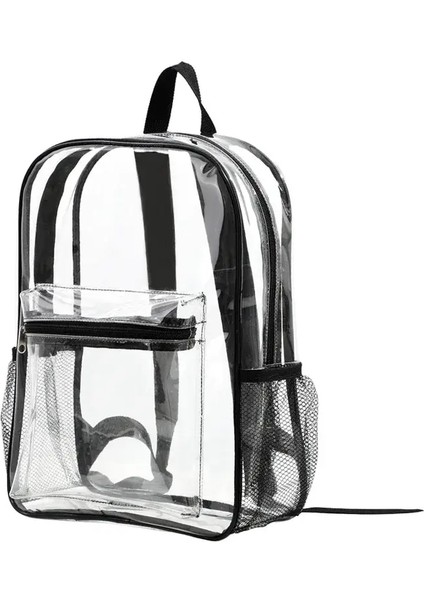 Büyük Kapasiteli Şeffaf Sırt Çantası Sıradan Fermuar Su Geçirmez Açık Sırt Çantası Okul Çantası Görünür Pvc Sırt Çantası Seyahat Çantası Womenolor Için: Siyah (Yurt Dışından)