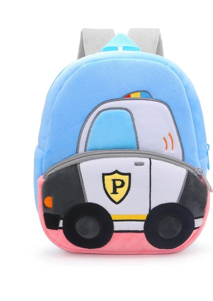 Mühendislik Aracı Sevimli Çocuklar Sırt Çantası Digger Peluş Toddler Sırt Çantası Bebek Çantaları Erkekler Için 2-5 Anaokulu Okul Çantaları 4 Renk: Polis Araba (Yurt Dışından)