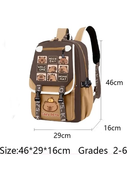 Kawaii Capya Şık Haki Çocuk Backpack Okul Çantası Gündelik Gün Çantası Gençler Erkek Kız Omuz Çantası Çocuklar Okul Çantası Sırt Çantası Renk: 01 (Yurt Dışından)