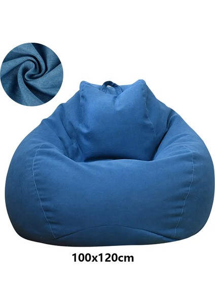 Tembel Kanepeler Kapak Büyük Fasulye Torbası Kapağı Dolgu Yetişkinleri Kanepe Oturma Odası Yatak Odası Ev Tatami Lounger Rahat Koltuk Kapağı Renk: Mavi 100X120CM (Yurt Dışından)
