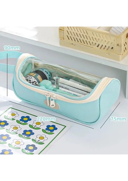 Şeffaf Kalem Kutusu Ortaokul Öğrencileri Süper Büyük Kalem Kılıfı Öğrenci Kalem Kılıfı Basit Yüksek Değerli Okul Tedarik Rengi: Mavi (Yurt Dışından)