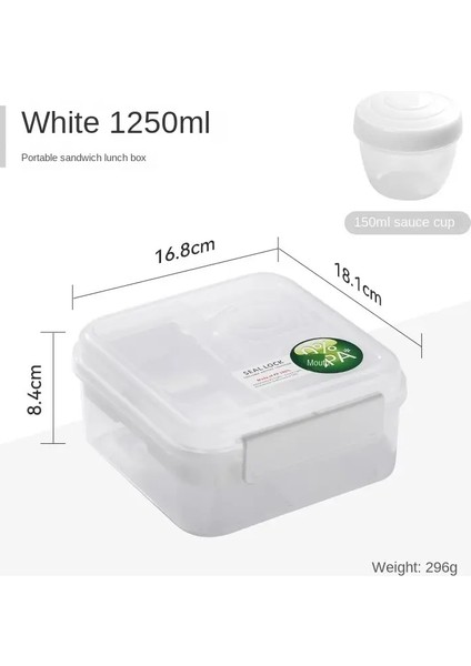 Taşınabilir Sap Tasarım Çift Katmanlı Öğle Yemeği Kutusu Bölmesi Bento Kutuları Öğrenciler Toddler Bento Contains Açık Salata Piknik Kutusu Renk: WHITE1250ML (Yurt Dışından)
