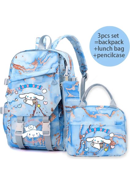 Cinnamoroll Sırt Çantaları Öğle Çantası Set Okul Çantası Kalem Kılıfı 3pcs Kız Erkek Okula Geri Hediye Eğlenmesi Mochila Gençler Seyahat Çantaları Renk: DEG-154S-DEG 38X (Yurt Dışından)