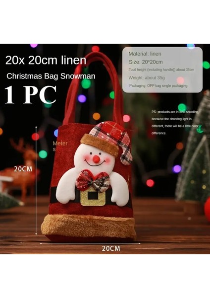 1/20 Pcs Noel Snowman Fawn Baba Baba Hediye Öğretici Çantalar Çocuk Şeker Depolama Çantaları Okul Malzemeleri Kırtasiye Renk: 1 Pc Set B B (Yurt Dışından)