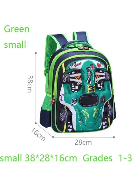 Su Geçirmez Hafif 3D Araba Sırt Çantası Anaokulu Çocuk Okul Öncesi Sırt Çantası Küçük Çocuklar Erkek Kız Okul Çantası Birincil Kırmızı Mavi Renk: Green-M (Yurt Dışından)