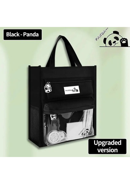 Okul Malzemeleri Öğrenci Tote Çanta Çocuklar Sanat Çantası Belge Çantası Tuval Tuval Ders Torbası Okul Çantaları Öğretici Çantalar Renk: Black PANDA8008 (Yurt Dışından)