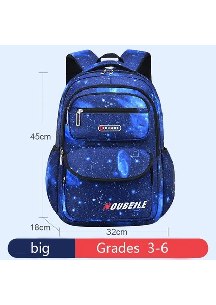 Genç Çocuk Sırt Çantası Yıldızlı Gökyüzü Baskı Erkek Kız Çocuk Omuz Çantası Su Geçirmez Okul Çantası Spor Seyahat Sırt Çantası Çoklu Cepler Renk: Büyük Mavi (Yurt Dışından)