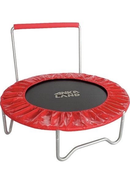 Tutamaklı Trambolin 120 cm – Sessiz ve Esnek Lastikli, Ev İçi Spor ile Eğlence için, Kırmızı Renk