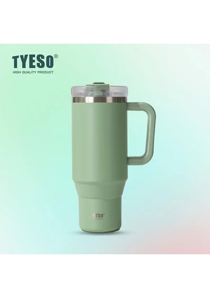 Tyeso 8866/8868 Termos Kupa Büyük Kapasite 900/1200ML Kapak Samanlı Tumbler Taşınabilir Taşınabilir Seyahat Paslanmaz Çelik Yalıtılmış Kupa Kapasite: 900ML/RENK: Açık Yeşil (Yurt Dışından)