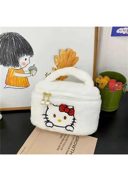 Ins Cartoon Sanrio Peluş Çanta Sevimli Kız Kepçesi Değişim Depolama Çantası Taşınabilir Makyaj Çantası Yı Renk: Hello Kitty White (Yurt Dışından)
