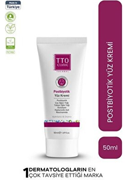 Clınıc Postbiyotik Yüz Kremi 50 Ml Çay Ağacı Yağı ve Yabani İğde Yağı İçerir