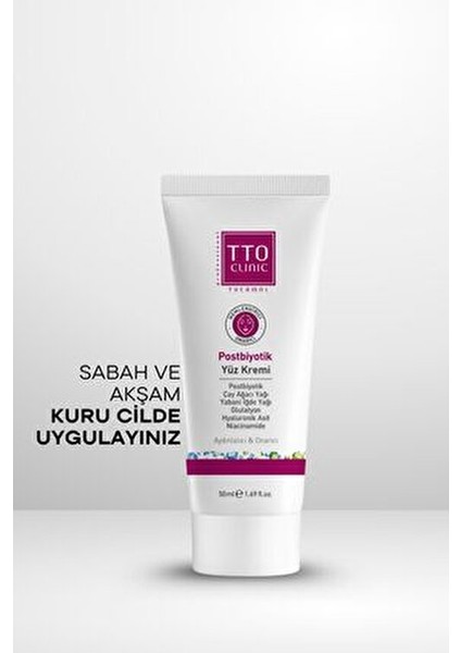 Clınıc Postbiyotik Yüz Kremi 50 Ml Çay Ağacı Yağı ve Yabani İğde Yağı İçerir