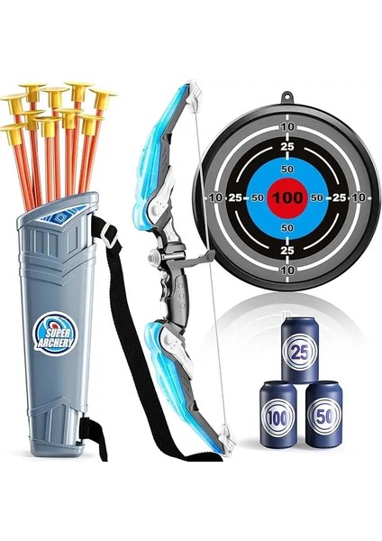 Kids Yay ve Ok Seti, LED Light Light Up Okçuluk Oyuncakları 4-8 8-12 Yaş Arası Çocuklar Için, 10 Emme Kupası Okları, Hedef Titreme, Boyscolor: Blue Bow ve Ok (Yurt Dışından)