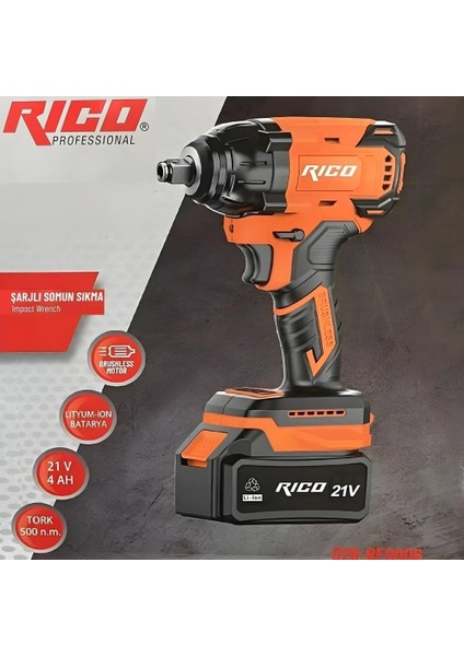 028-RE0006 1/2 Akülü Somun Sıkma ve Sökme Makinesi 500Nm 21V 4Ah