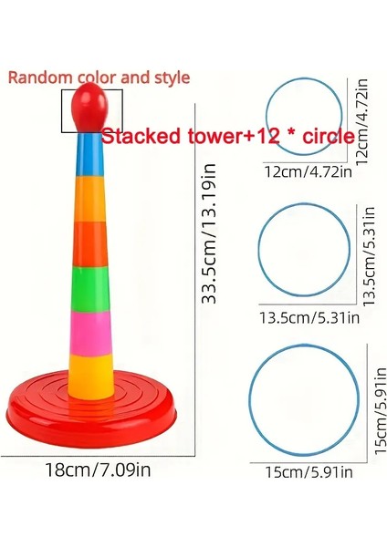 Çocuklar Açık Eğlence Oyuncak Spor Dairesi Ferrule Yığılmış Katmanlar Oyun Ebeveyn-Çocuk Etkileşimli Ferrule Oyunu Atma Kidscolor: 1 Kule 6 Çevre (Yurt Dışından)