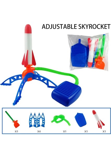 Çocuk Hava Roket Ayak Pompası Fırlatıcı Açık Hava Preslenmiş Stomp Yükselen Roket Çocukları Oyun Set Çocuk Atlama Spor Oyunları Oyuncak: 1pcs Roket (Yurt Dışından)