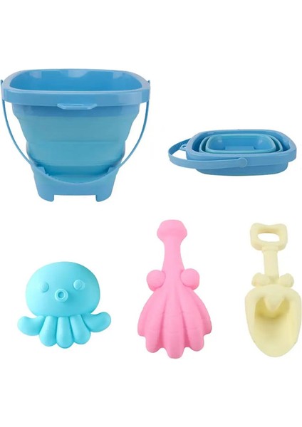 Çok Renkli Plaj Oyuncakları Set Plastik Kum Kalıbı Kazma Kum Kiti Kova Kürek Çocukları Oynayan Kum Gadgets Renk: Sqaure-Mavi (Yurt Dışından)