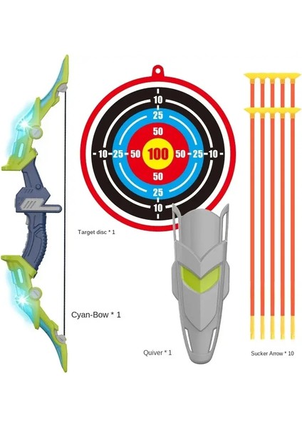 2pc Set Çocuklar Okçuluk Oyuncakları Işıklar Yay Ok Tatar Yayı Açık Spor Vantuz Kupası Hedef Ev Yumuşak Okları Çocuk Atış Oyuncak Oyun Rengi: Yeşil 10 Yumuşak Yay (Yurt Dışından)